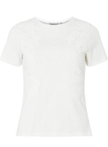 Dorothy Perkins Petite Ivory Lace Trim T-shirt