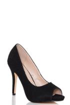 Dorothy Perkins *quiz Black Textured Peep Toe Court Shoes