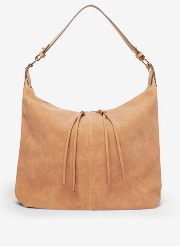 Dorothy Perkins Tan Double Zip Hobo Bag