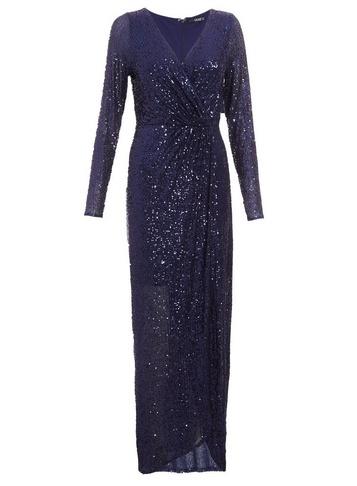 *quiz Navy Sequin Wrap Maxi Dress