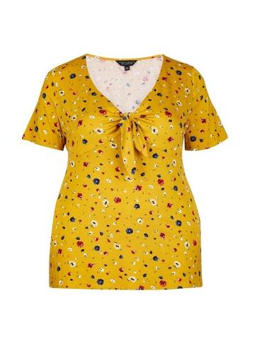 Dorothy Perkins *dp Curve Yellow Ditsy Print Tie Front Top