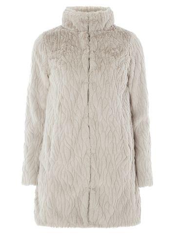 Dorothy Perkins Silver Longline Faux Fur Coat