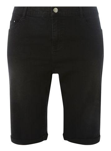 Dorothy Perkins Dp Curve Black Washed Black Knee Shorts