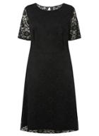 Dorothy Perkins *dp Curve Black Short Sleeve Lace Fit And Flare Dress