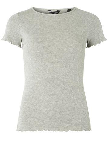 Dorothy Perkins Grey Lettuce Edge T-shirt
