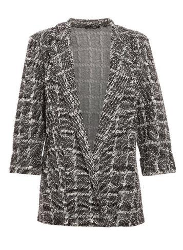 *quiz Black Check Print 3/4 Sleeve Blazer Jacket