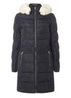 Dorothy Perkins *tall Navy Belted Padded Coat