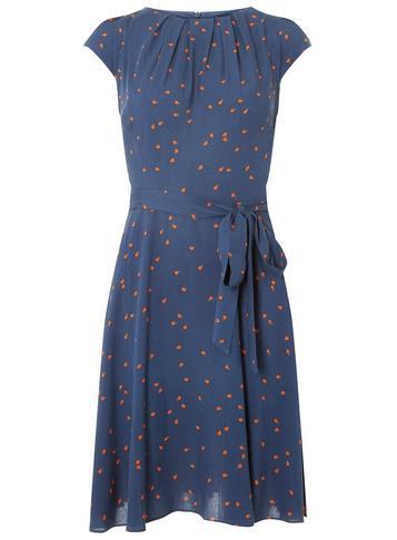 Dorothy Perkins *billie & Blossom Navy Ladybird Pleat Neck Sakter Dress