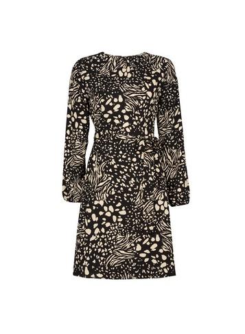 Dorothy Perkins Black Nova Print Pleat Neck Dress