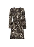 Dorothy Perkins Black Nova Print Pleat Neck Dress