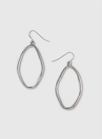Dorothy Perkins Silver Look Oval Drop Earrings