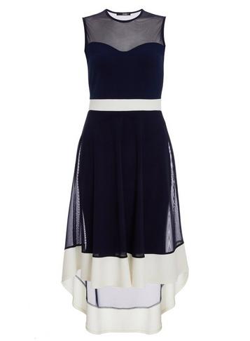 *quiz Mesh High Neck Midi Skater Dress