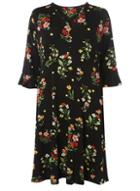Dorothy Perkins Dp Curve Black Floral Print Jersey Tea Dress