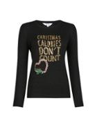 Dorothy Perkins Petite Black Christmas Calories Dont Count Jumper