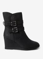 Dorothy Perkins Wide Fit Black 'kim' Wedge Boots