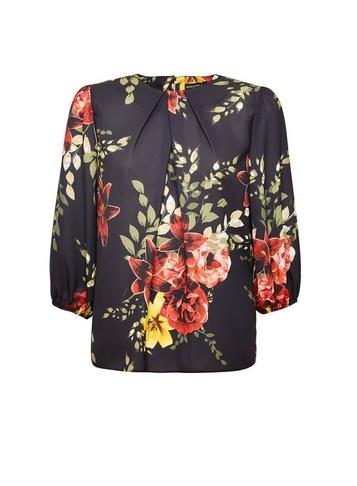 Dorothy Perkins Black And Red Floral Print Blouse