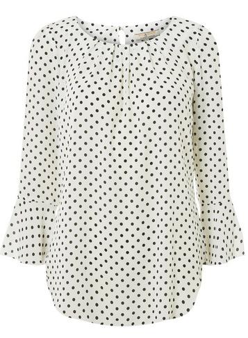 *billie & Blossom Tall White Spot Print Pleat Top