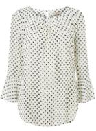 *billie & Blossom Tall White Spot Print Pleat Top