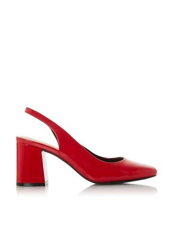 *head Over Heels By Dune Red Carella Ladies Mid Heel Shoes