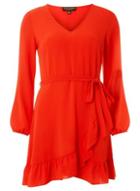 Dorothy Perkins *red Ruffle Wrap Fit And Flare Dress