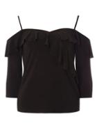 Dorothy Perkins Black Ruffle Sleeve Cold Shoulder Top