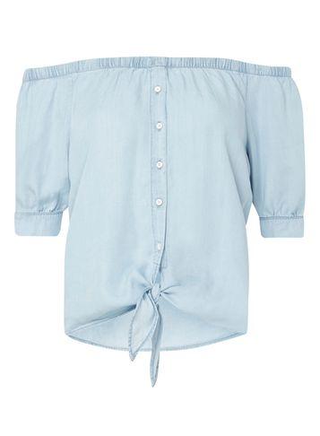 Dorothy Perkins *noisy May Blue Bardot Tie Shirt