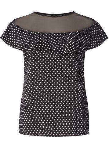 Dorothy Perkins Black And White Mesh Top