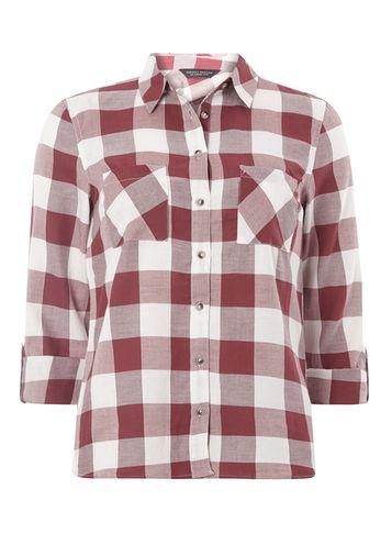 Dorothy Perkins Burgundy Large Gingham Checked Shirt