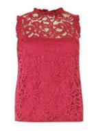 Dorothy Perkins Pink High Neck Lace Top