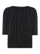 Dorothy Perkins Black Dotted Puff Sleeve Top