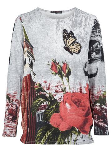 Dorothy Perkins *izabel London Grey Floral Butterfly Top