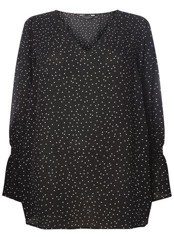 Dorothy Perkins Dp Curve Black Spot Print Sheered Blouse