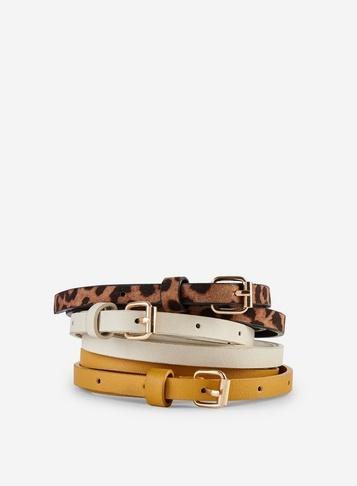 Dorothy Perkins 3 Pack Multi Colour Leopard Print Skinny Belt