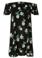 Dorothy Perkins Petite Black Floral Print Bardot Dress