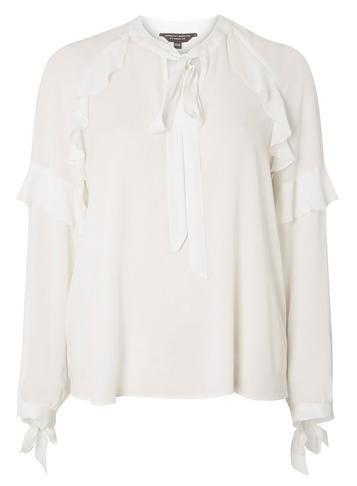 Dorothy Perkins Ivory Ruffle Pussybow Blouse
