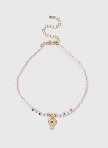 Dorothy Perkins Pink Bead And Charm Choker Necklace