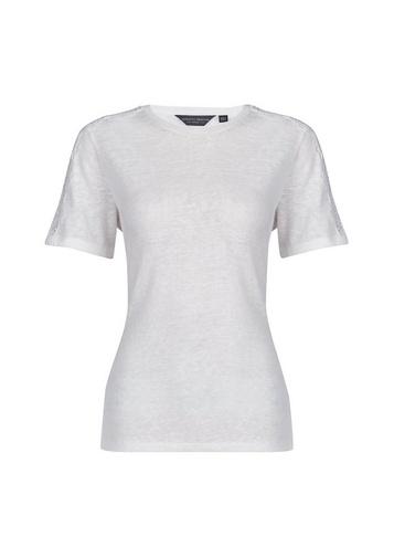 Dorothy Perkins White Crochet Shoulder T-shirt