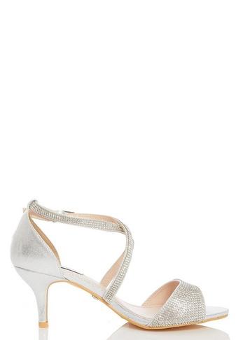 *quiz Wide Fit Silver Shimmer Heels Sandals