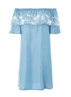 Dorothy Perkins Blue Midwash Embroidered Bardot Dress