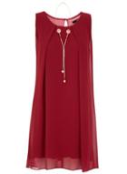 Dorothy Perkins *quiz Wine Red Chiffon Necklace Trapeze Dress
