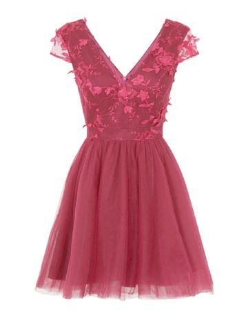 Dorothy Perkins *chi Chi London Red Embroidered Floral Mini Dress