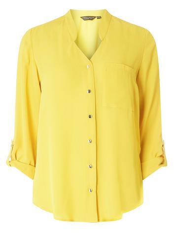 Dorothy Perkins Ochre Pocket Roll Sleeve Shirt