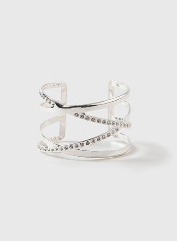 Dorothy Perkins Silver Open Cross Cuff Bracelet