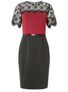 Dorothy Perkins Wine Red Lace Top Pencil Dress
