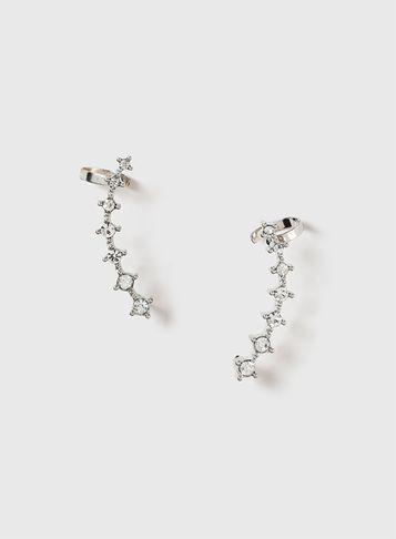 Dorothy Perkins Silver Silver Rhinestone Double Ear Cuffs