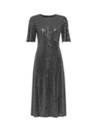 Dorothy Perkins Silver Sequin Angel Sleeve Midi Dress