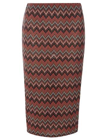 Dorothy Perkins Coral Zig Zag Knit Tube Skirt