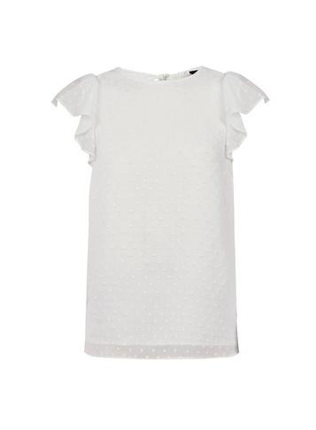 Dorothy Perkins Ivory Dobby Ruffle Spot T-shirt