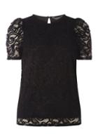 Dorothy Perkins Black Lace Puff Sleeve Top