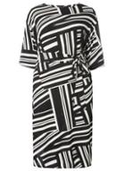 Dorothy Perkins Dp Curve Black Geometric Print Belted Shift Dress
